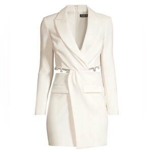 Lavish Alice Cream Blazer Dress with Pearl Details